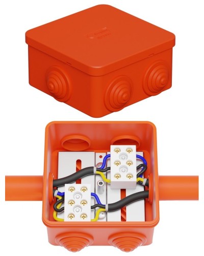 Коробка JBS080 85х85х50, 6 вых., 3P (0,15-10,0 мм²) (43301HF). Коробка монтажная, огнестойкая, без галогена. Экопласт в Майкопе