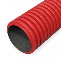 Труба ПНД жесткая двустенная ПНД D63 с/з тип 1250 (SN63) красная (PR15.00978). Труба гофрированная двустенная ПНД гибкая. Промрукав