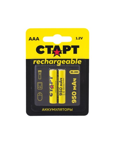 СТАРТ HR03 (AAA, 950mah), упак. 2 шт. БЛИСТЕР. Перезаряжаемые аккумуляторы. СТАРТ в Майкопе