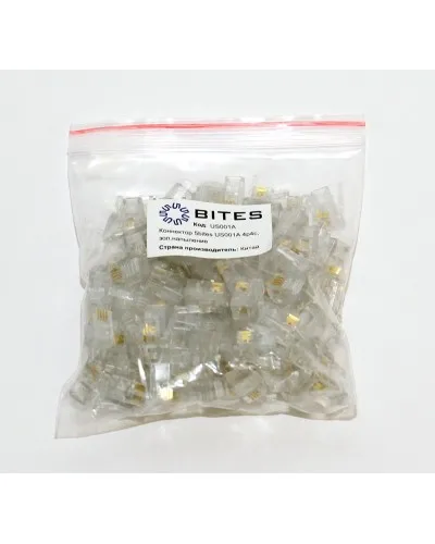US010A (100шт). Телефонный разъем 4P4C (RJ-11). 5bites в Майкопе