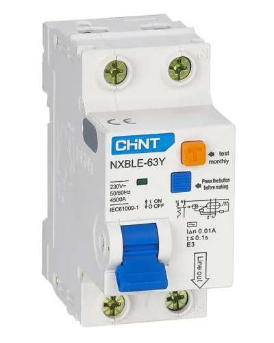 NXBLE-63Y (R) 1п+N C 6А 30мА электронный тип AC 4.5кА CHINT (105540). Автоматический выключатель дифференциального тока. CHINT в Майкопе