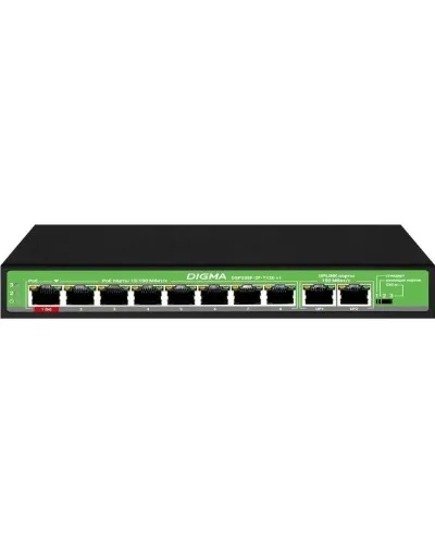 DSP208F-2F-T120 DSP208F-2F-T120 V1 (L2) 10х100Мбит/с 8PoE 8PoE+ 120W. Коммутатор с питанием по PoE. Digma в Майкопе
