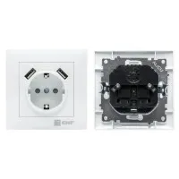 Валенсия розетка 1-местная с/з 16А (EWR16-028-10-2USB). Розетка 1-местная с/з 16А. EKF