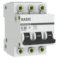 Автоматический выключатель 3P 32А (C) 4,5кА ВА 47-29 Basic (mcb4729-3-32C): Автоматический выключатель