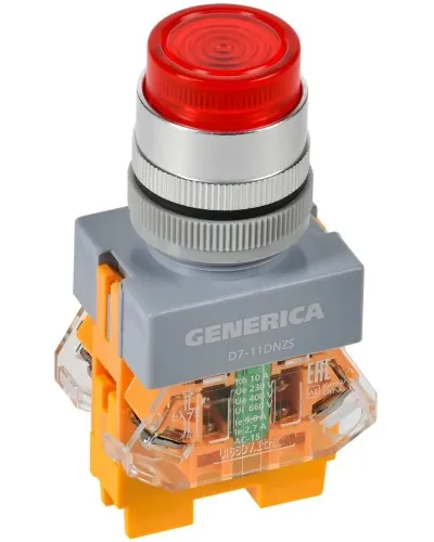 Кнопка D7-11DNZS d=22мм красная GENERICA (BBT50-11DNZS-3-11-K04-G). Кнопка управления с подсветкой и фиксацией. IEK в Майкопе