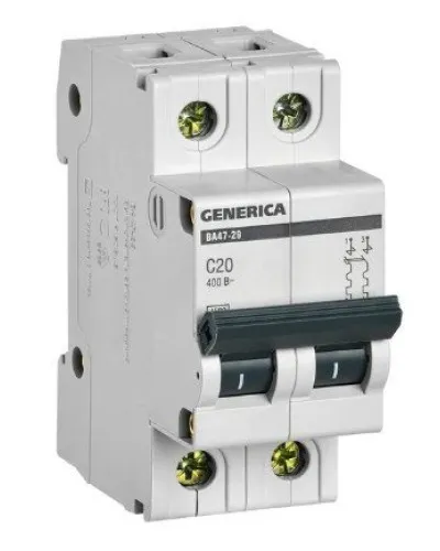 GENERICA ВА47-29 2P C 20А 4,5кА (MVA25-2-020-C). Автоматический выключатель. IEK в Майкопе