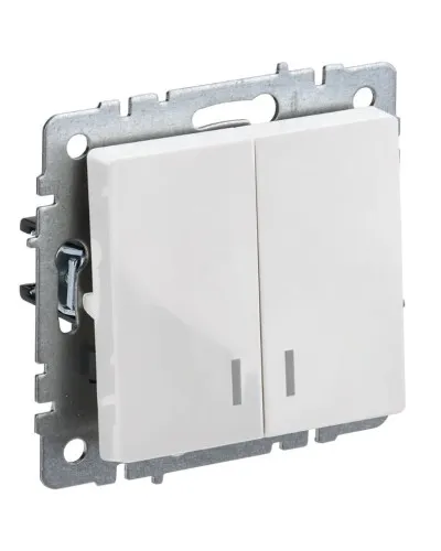 Выключатель 2-клавишный ВС10-2-1-БрБ белый BRITE (BR-V20-1-10-K01). Выключатель с индикацией. IEK в Майкопе