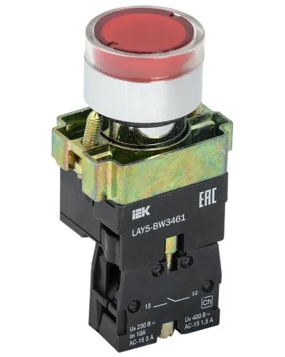 Кнопка LAY5-BW3461 с подсветкой красный 1з (BBT50-BW-K04). Кнопка с подсветкой. IEK в Майкопе