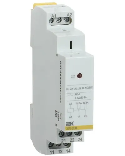 Реле промежуточное модульное OIR 2 контакта 8А 24В AC/DC (OIR-208-ACDC24V). Реле промежуточное модульное. IEK в Майкопе