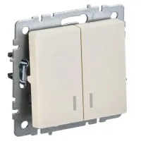 Выключатель 2-клавишный ВС10-2-1-БрКр бежевый BRITE (BR-V20-1-10-K10). Выключатель с индикацией. IEK