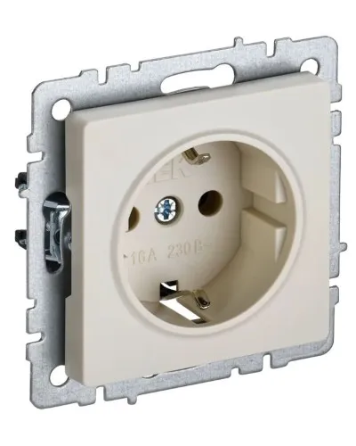 Розетка без з/к РС11-1-0-БрКр бежевый BRITE (BR-R11-16-K10). Розетка без заземления без защитных шторок. IEK в Майкопе