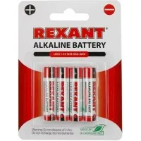 Алкалиновая батарейка AAA/LR03 1,5 V 4 шт. блистер (30-1012). Элемент питания. Rexant