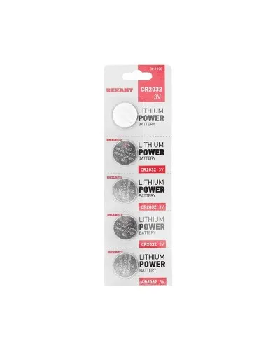 Литиевые батарейки CR2032 3 V 220 mAh (30-1108). Элемент питания. Rexant в Майкопе