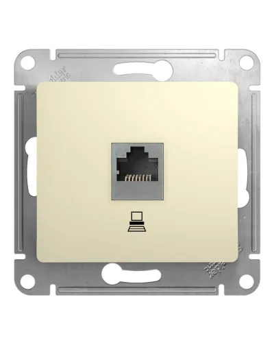 Glossa розетка RJ45 1-местная, кат. 5Е, скрытой установки, механизм, бежевый (GSL000281K). Розетка компьютерная. Systeme Electric в Майкопе