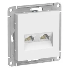 AtlasDesign розетка RJ45+RJ45, 2-местная, скрытой установки, механизм, белый (ATN000185). Розетка компьютерная. Systeme Electric