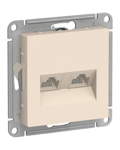 AtlasDesign розетка RJ45+RJ45, 2-местная, скрытой установки, механизм, бежевый (ATN000285). Розетка компьютерная. Systeme Electric в Майкопе