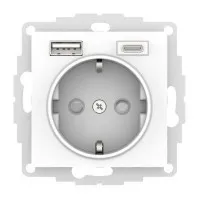 AtlasDesign розетка 1-местная с 2 USB A+C, скрытой установки, механизм, белый (ATN000132). Розетка с USB. Systeme Electric