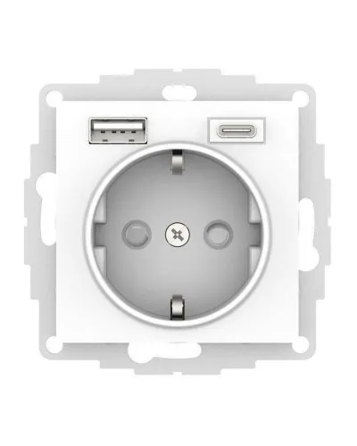 AtlasDesign розетка 1-местная с 2 USB A+C, скрытой установки, механизм, белый (ATN000132). Розетка с USB. Systeme Electric в Майкопе