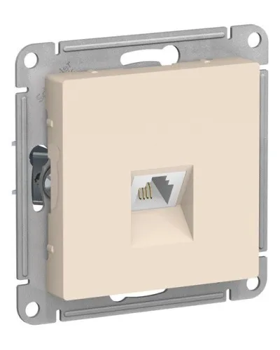 AtlasDesign розетка RJ11 1-местная, скрытой установки, механизм, бежевый (ATN000281). Розетка телефонная. Systeme Electric в Майкопе
