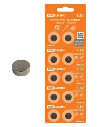 AG1/LR621 Alkaline 1,5V BP-10 TDM (SQ1702-0045). Элемент питания. TDM ЕLECTRIC в Майкопе