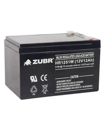 ZUBR HR 1251W (12V, 12Ah). Аккумулятор герметичный свинцово-кислотный. ZUBR в Майкопе