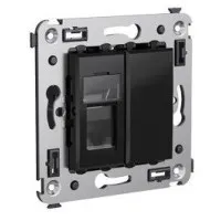 Розетка RJ-45 в стену Avanti одинарная черный квадрат (4402463). Розетка компьютерная. ДКС