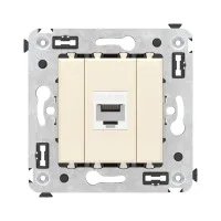 Розетка RJ-45 в стену, кат.5E, Avanti, одинарная, ванильная дымка (4405663). Розетка компьютерная. ДКС