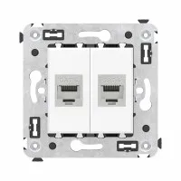 Розетка RJ-45 в стену, кат.6E, Avanti, двойная, белое облако (4400794). Розетка компьютерная модульная. ДКС