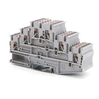 Клемма трехуровневая, зажим push-in, 2.5 кв.мм, синяя (VPR-2.5-3L-BU). Клемма проходная, 6 точки подключения. ДКС