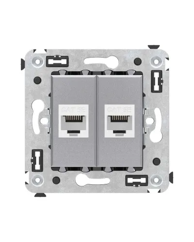 Розетка RJ-45 в стену, кат.5E, Avanti, двойная, закаленная сталь (4404664). Розетка компьютерная. ДКС в Майкопе