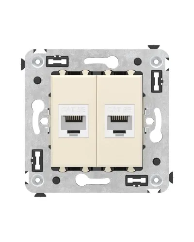 Розетка RJ-45 в стену, кат.5E, Avanti, двойная, ванильная дымка (4405664). Розетка компьютерная. ДКС в Майкопе