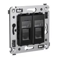 Розетка RJ-45 в стену Avanti двойная черный квадрат (4402294). Розетка компьютерная. ДКС