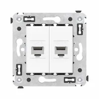 Розетка RJ-45 в стену, кат.6E, Avanti, двойная, белое облако (4400694). Розетка компьютерная. ДКС