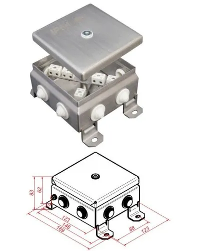 КМ-О (12к)-IP55-1212, 8 вводов, нержавейка: Коробка монтажная огнестойкая в Майкопе